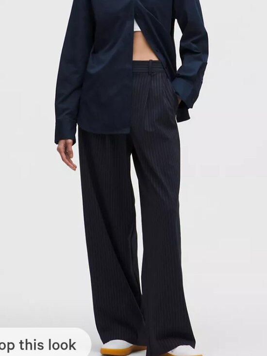 lululemon athletica Pants - Wide-Leg Pinstripe Trousers - Black